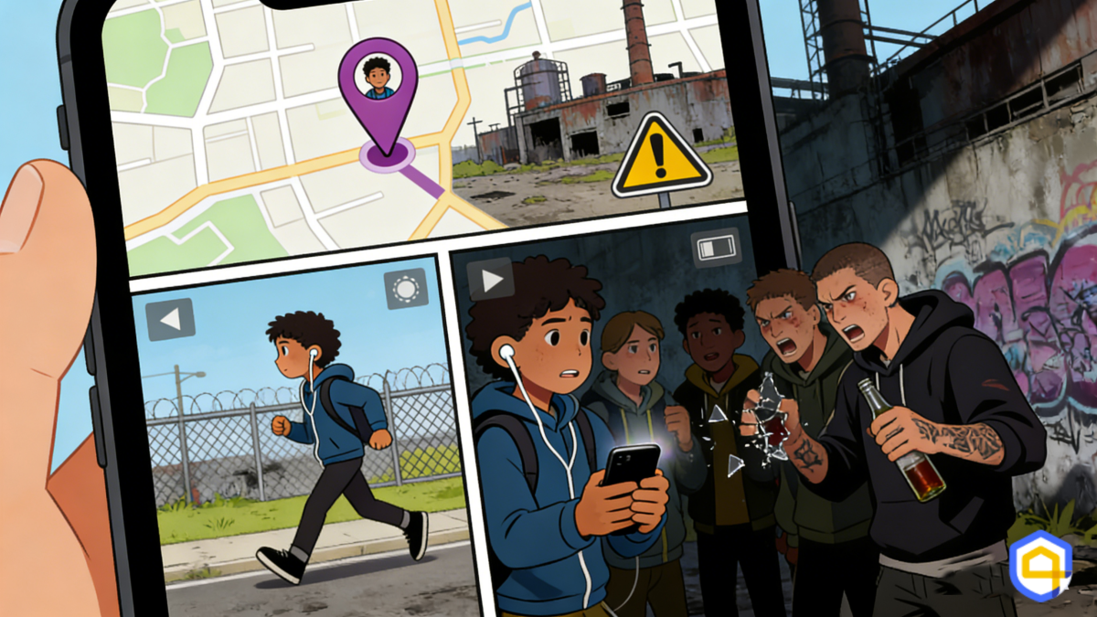 when child location is near to high risk zones